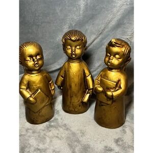 Vintage Dickson Japan Gold Choir Boy Angel Figurines Set of 3 Christmas Carolers